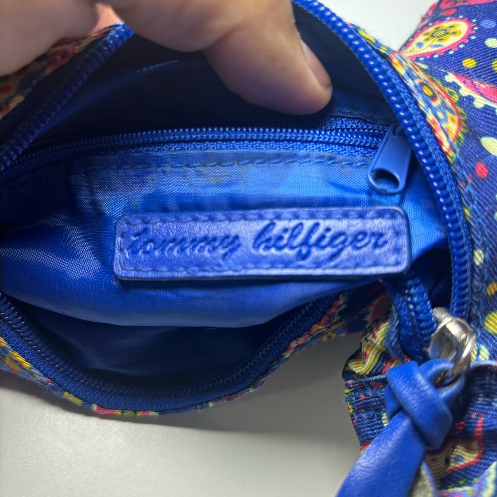 Vintage Tommy Hilfiger Blue Paisley HT logo Tote Bag Nylon‎ Changeable Shape - Picture 10 of 13